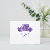 Paarse Aquarel Vintage Rozen Elegante RSVP Uitnodiging Briefkaart (Staand voorkant)