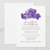 Paarse Aquarel Vintage Rozen Uitnodigingen (Voorkant / Achterkant)