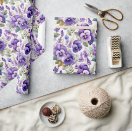 Paarse Aquarel Viooltjes Bloemige Elegantie Cadeaupapier