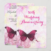 Paarse Aquarel Vlinder Huwelijksjubileum Kaart (Voorkant / Achterkant)