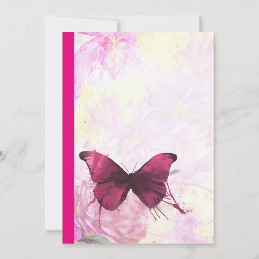 Paarse Aquarel Vlinder Verjaardagsfeestje Kaart (Achterkant)