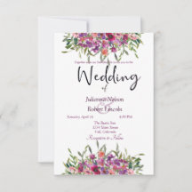 Paarse aquarel wilde bloemen trouwkaart