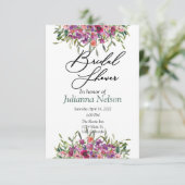 Paarse aquarel wilde bloemen uitnodiging (Staand voorkant)