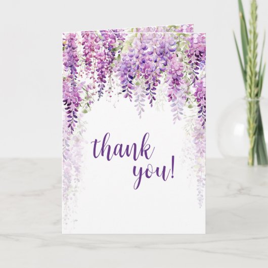 Paarse Aquarel Wisteria Bruidsdouche Bedankkaart (Voorkant)