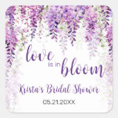 Paarse Aquarel Wisteria Bruidsdouche Vierkante Sticker (Voorkant)