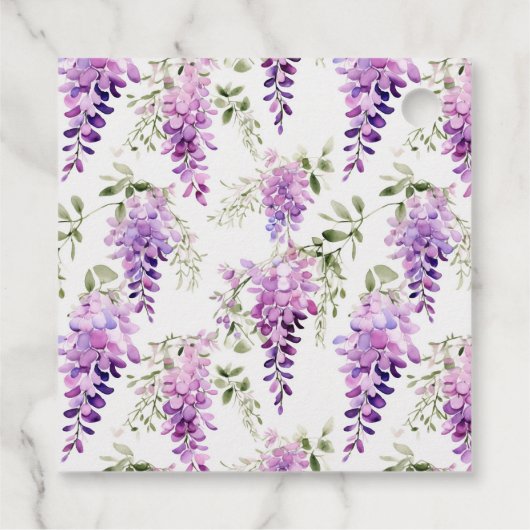 Paarse Aquarel Wisteria Bruiloftsfeest Bedankjes Labels (Achterkant)