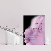 Paarse Aquarel & Zwarte Bruiloft Kaart