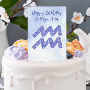  Paarse Aquarius Astrologie teken Verjaardag Cake Topper