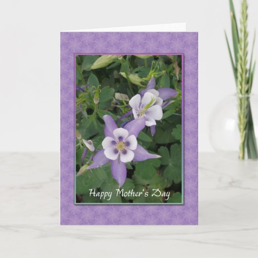 Paarse Aquilegia, Columbine Moederdag Kaart (Voorkant)