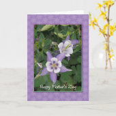 Paarse Aquilegia, Columbine Moederdag Kaart (Gele Bloem)