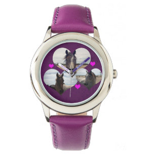 Paarse Arabische Paarden Harten, Meisjes Bogen Wat Horloge