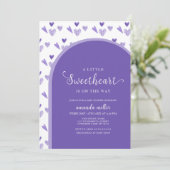 Paarse Arch Valentijn Little Sweetheat Baby shower Kaart (Staand voorkant)