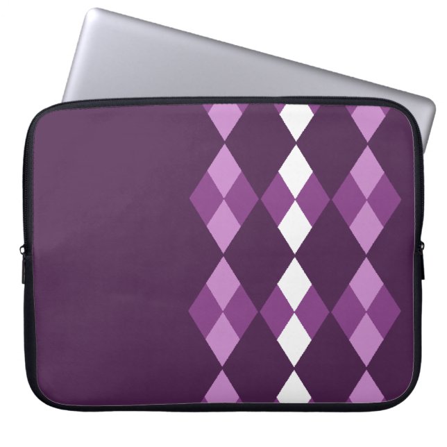 Paarse argyle laptop sleeve (Voorkant)