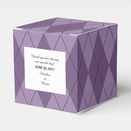 Paarse Argyle Wedding Favor Boxes Bedankdoosjes (Voorkant Zijde)