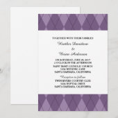 Paarse Argyle Wedding Invite Kaart (Voorkant / Achterkant)