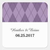 Paarse Argyle Wedding Stickers (Voorkant)