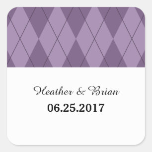 Paarse Argyle Wedding Stickers