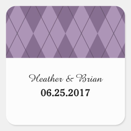 Paarse Argyle Wedding Stickers (Voorkant)