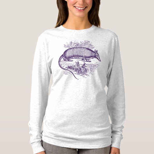 Paarse Armadillo Woodblock Print T-shirt (Voorkant)