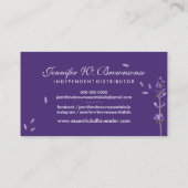 Paarse aromatherapie etherische oliën lavendel visitekaartje (Achterkant)