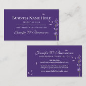 Paarse aromatherapie etherische oliën lavendel visitekaartje (Voorkant / Achterkant)