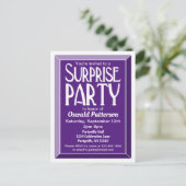 Paarse Art Deco Beveled Birthday Surprise Party Uitnodiging Briefkaart (Staand voorkant)