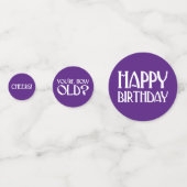 Paarse Art Deco Birthday-zinnen Confetti (Voorkanten)