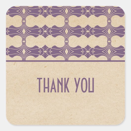 Paarse Art Deco Border Dank u Stickers (Voorkant)