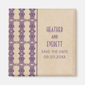 Paarse Art Deco Border Save the Date Magnet