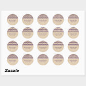 Paarse art Deco Border Weddenkers Ronde Sticker (Vel)