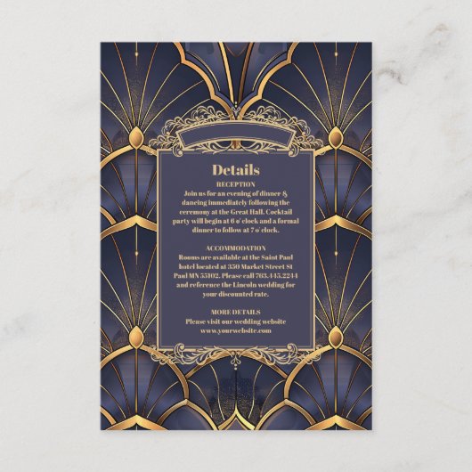 Paarse  Art Deco bruiloft Informatiekaartje (Voorkant)