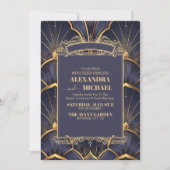 Paarse Art Deco bruiloft Kaart (Voorkant)