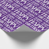 Paarse Art Deco Happy Birthday Cadeaupapier (Hoek)