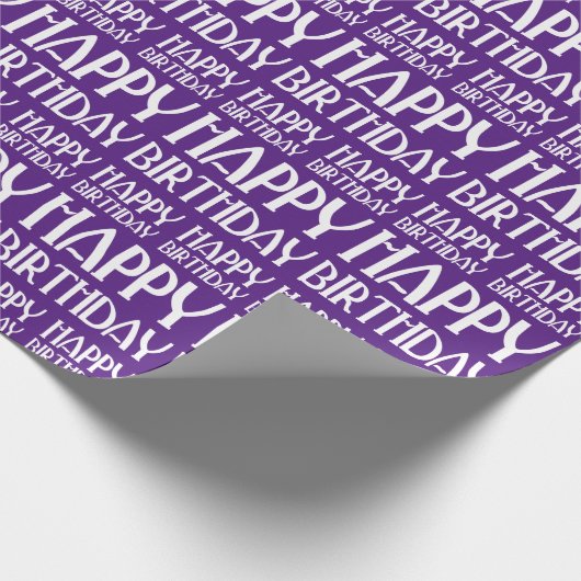 Paarse Art Deco Happy Birthday Cadeaupapier (Hoek)