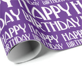Paarse Art Deco Happy Birthday Cadeaupapier (Rol Hoek)