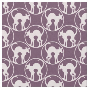 Paarse Art Deco kat silhouet patroon Stof