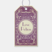 Paarse Art Deco Love Potion Apotheker Label Cadeaulabel (Voorkant)
