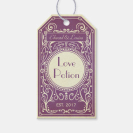 Paarse Art Deco Love Potion Apotheker Label Cadeaulabel
