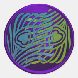 Paarse Art Deco Pauw Envelope-Zegel Set 1104 Ronde Sticker