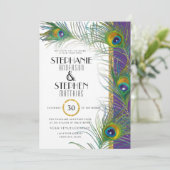 Paarse Art Deco Peacock draagt moderne typografie Kaart (Staand voorkant)