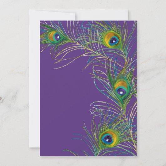 Paarse Art Deco Peacock draagt moderne typografie Kaart (Achterkant)