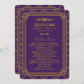 Paarse Art Deco Trouwprogramma's Programmakaart (Voorkant / Achterkant)