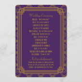 Paarse Art Deco Trouwprogramma's Programmakaart (Achterkant)