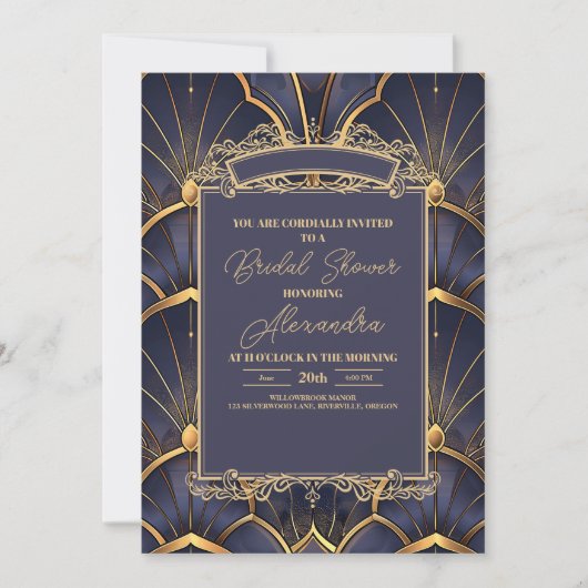 Paarse  Art Deco Vrijgezellenfeest Kaart (Voorkant)