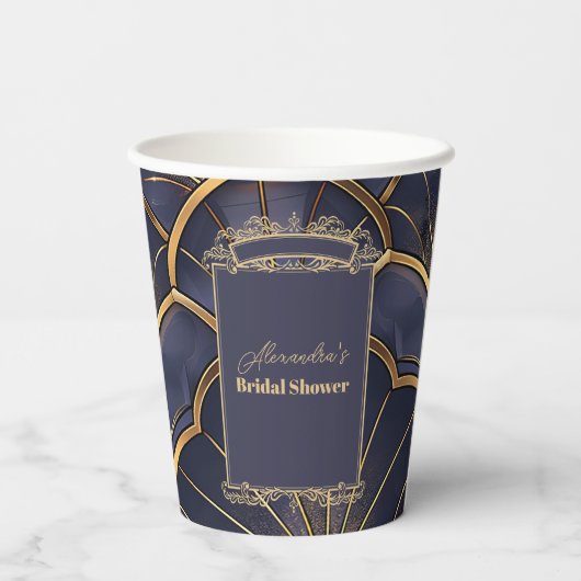 Paarse  Art Deco Vrijgezellenfeest Papieren Bekers (Achterkant)