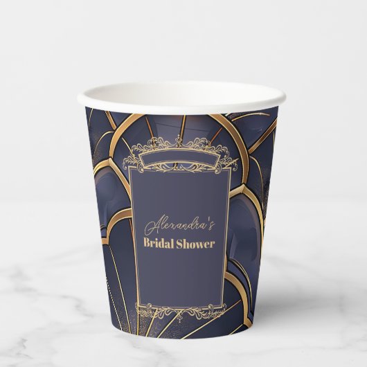 Paarse Art Deco Vrijgezellenfeest Papieren Bekers (Voorkant)