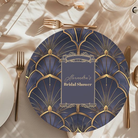 Paarse  Art Deco Vrijgezellenfeest Papieren Bordje