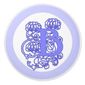 Paarse Art Nouveau Floral Monogram "B" Keramische Knop (Voorkant)