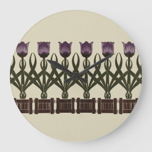 Paarse art nouveau tulpen grote klok
