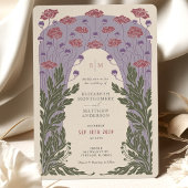Paarse Art Nouveau Violet Bloemenbruiloft Kaart